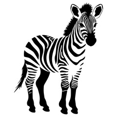 Fototapeta na wymiar cute baby zebra Monochrome illustration, Zebra silhouette design, Generative AI.