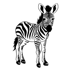 Fototapeta premium cute baby zebra Monochrome illustration, Zebra silhouette design, Generative AI.