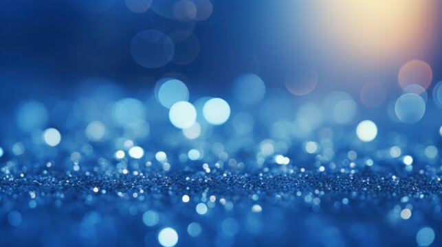 Abstract Bokeh Background with Jewels Sparkling in Dark Blue Sapphire