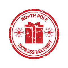 Rubber stamp north pole express delivery