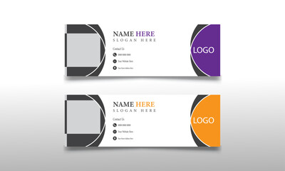 Minimalist company email signature template design or email footer and personal social media cover with black color Premium Vector