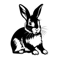 Fototapeta premium cute rabbit Monochrome illustration, rabbit silhouette design, Generative AI.