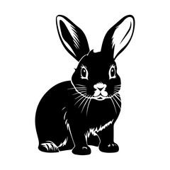 Obraz premium cute rabbit Monochrome illustration, rabbit silhouette design, Generative AI.