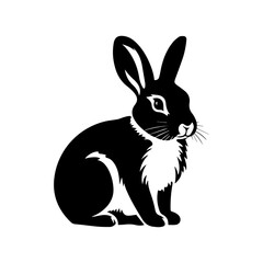 cute rabbit Monochrome illustration, rabbit silhouette design, Generative AI.