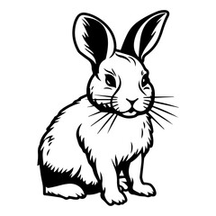Obraz premium cute rabbit Monochrome illustration, rabbit silhouette design, Generative AI.