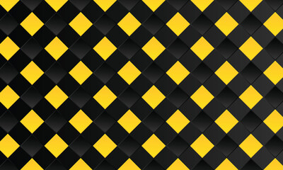 Seamless yellow and black cubes pattern. Squares, boxes background. Abstract square mosaic background. Vector illustration