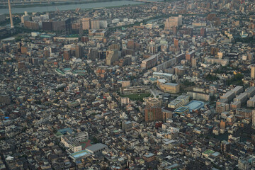 Obraz premium View of the Japanese city from Tokyo Skytree, Japan