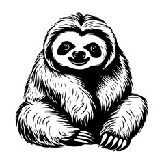 Fototapeta premium cute baby sloth Monochrome illustration, sloth silhouette design, Generative AI.