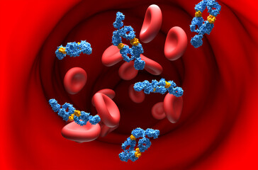 Monoclonal antibodies (Adalimumab) - section view 3d illustration