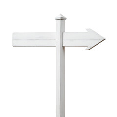Simplicity in White: A Wooden Sign Post  isolated on transparent background,png