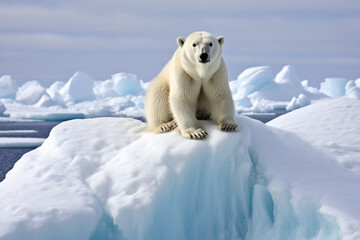 Naklejka premium Magnificent polar bear on a glacier