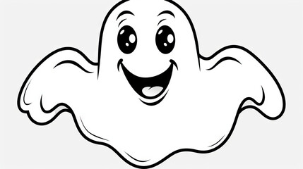  a cartoon ghost with a smile on its face and arms.  generative ai