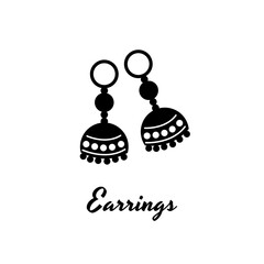 Earrings indian style women jewelry icon symbol illustration design vector