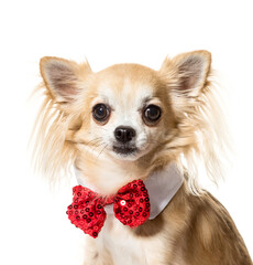 Close-up of a Chihuahua Dog wearing a bow tie, cut out