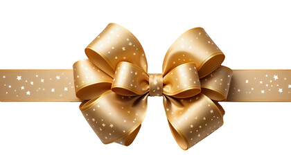  Gold Star Gift Bow Ribbon isolated on transparent background,png - obrazy, fototapety, plakaty