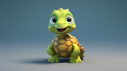 Cartoon turtle q2 Positive side.Generative AI