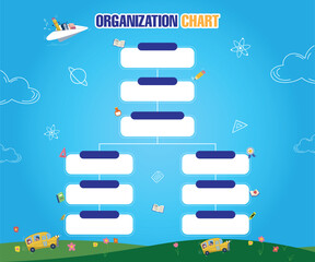 Organizational Chart Infographic with Icons of school, student, Abstract Line, Business Structure, Hierarchy, organization Vector Illustration.