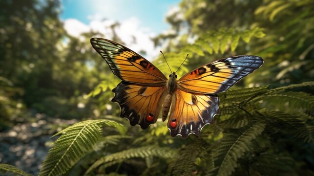 create a very high quality of a butterfly flying make.Generative AI