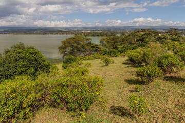 Fototapeta na wymiar View of Crescent Island Game Sanctuary on Naivasha lake, Kenya