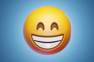 3D emoji “Widesmile” render. High quality image on background.