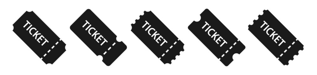 Ticket icon set. Event tickets symbol collection. Template tickets.
