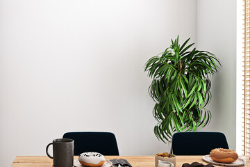 interior background design scene with a plant