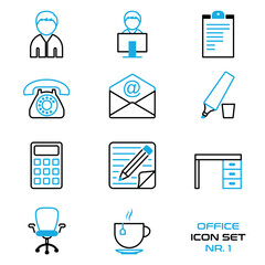 Büro, Office, Arbeitsplatz - Icon Set