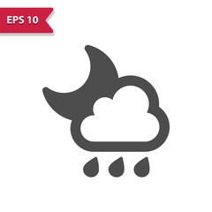 Raining Icon. Rain, Cloud, Moon, Night, Weather, Raindrop