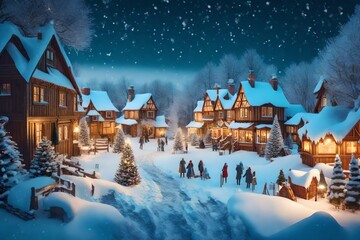 "Christmas Eve: Santa on the Roof with His Sleigh"