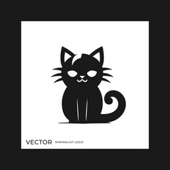 Sitting cat logo with clean and minimalist style, simple logogram