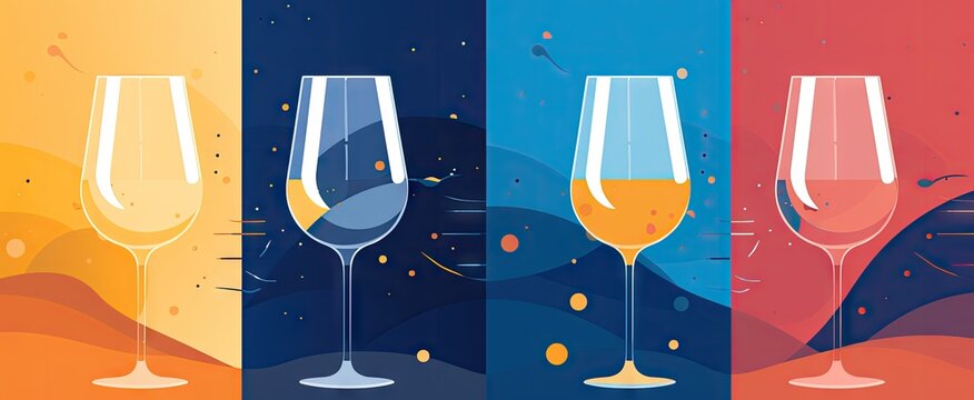 wine and wine glass flat art Generative AI