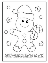 Christmas Gingerbread man coloring page for kids