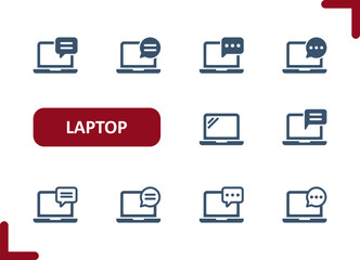 Laptop Icons. Computer, Chat Bubble, Speech Bubble, Message Icon