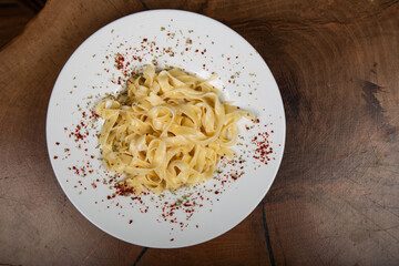 Delicious Italian pasta, Spaghetti, Fettuccine, Macaroni, Fusilli, Bow ties, Penne