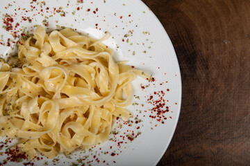 Delicious Italian pasta, Spaghetti, Fettuccine, Macaroni, Fusilli, Bow ties, Penne