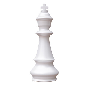 White chess king isolated on white transparent background. PNG. Business strategy concept