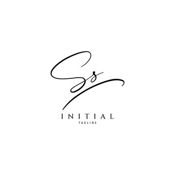 SS initial signature logo. Handwriting logo template vector
