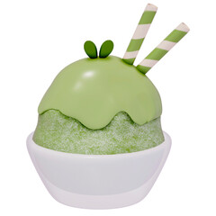  Japanese dessert kakigori , shaved ice , 3d rendering on a transparent background