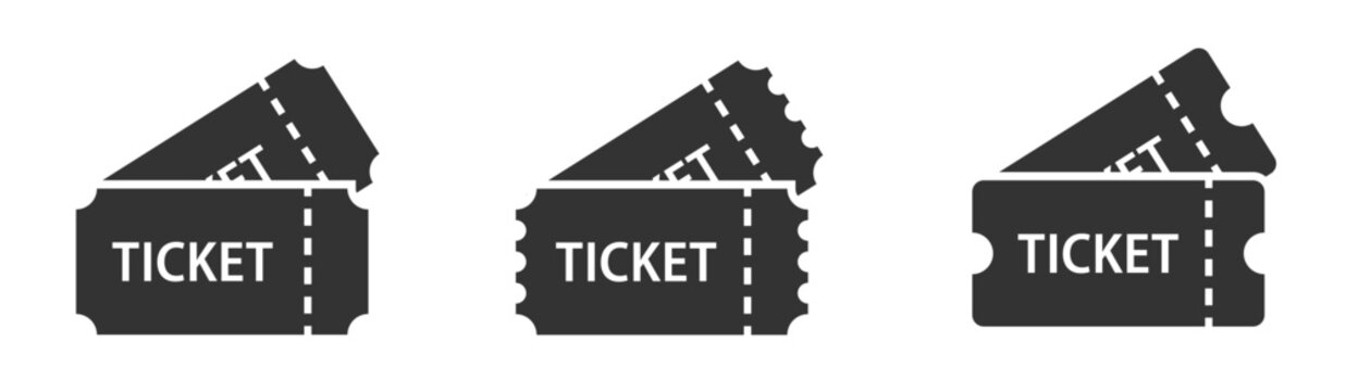 Ticket icon set. Event tickets symbol collection. Template tickets.