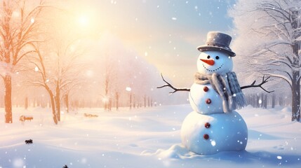 Obraz premium Magic snowman in winter