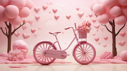 pink bike with flowers generated by AI