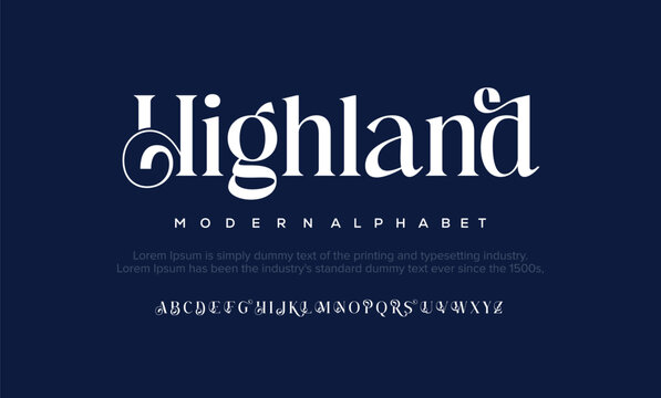 HIGHLAND , abstract technology alphabet tech font. digital space typography vector illustration design