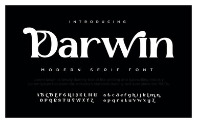 DARWIN Minimal modern alphabet fonts. Typography minimalist urban digital fashion future creative logo font. vector illustration - obrazy, fototapety, plakaty