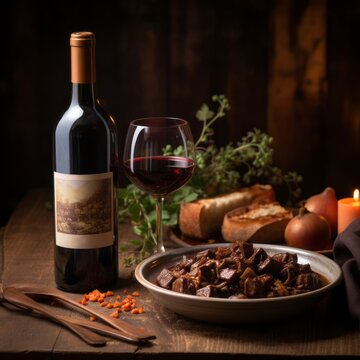 beef bourguignon stew and red wine