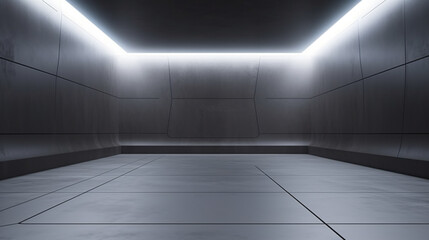 .Modern Future cement floor and wall background technology interior concept. generative ai