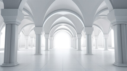Architecture interior background glowing empty arched pass. generative ai - obrazy, fototapety, plakaty