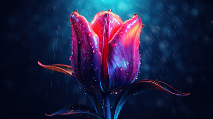 a purple flower with water droplets on it's petals.  generative ai