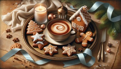 Cozy Christmas Morning: Latte and Gingerbread Delights