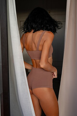 Beautiful athletic brunette in lingerie