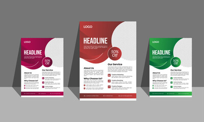 Creative corporate business flyer design with colors variation.